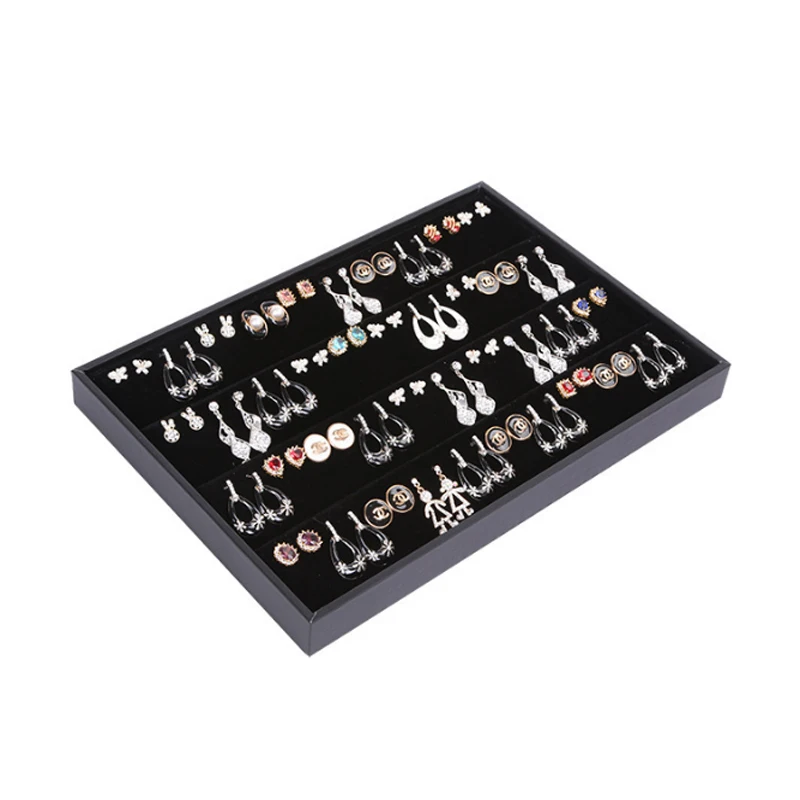 High-end Black Leather Earrings Display Box Jewelry Tray Jewelry Plate Jewelry Display Props Jewelry Props Earrings Display