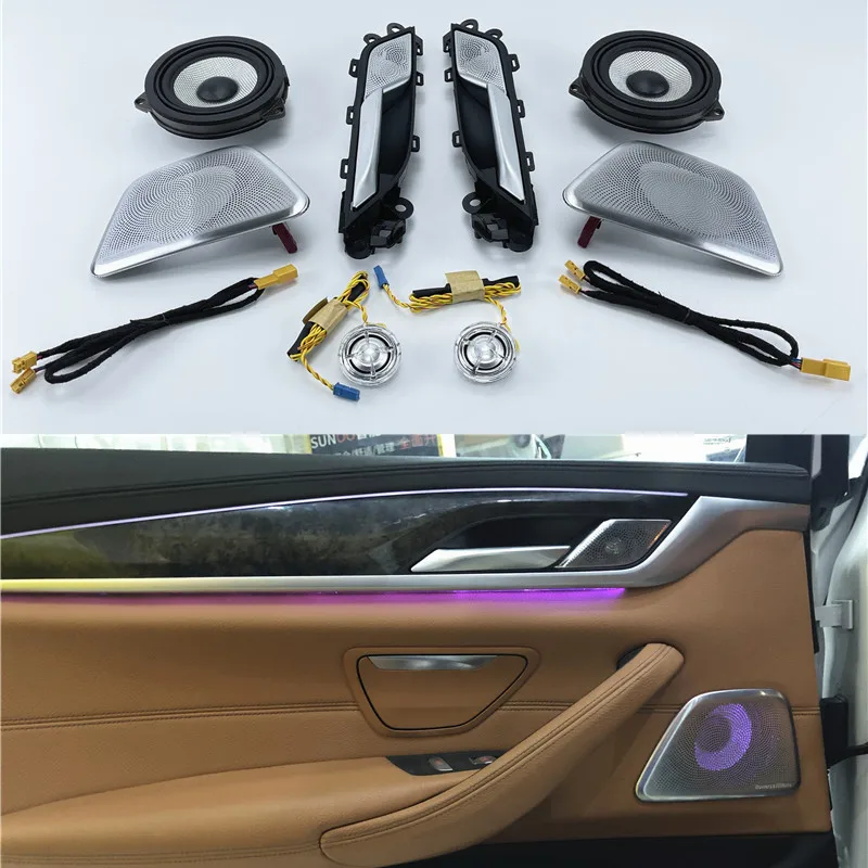 Samochód świecący głośnik dla BMW G30 G38 5 Series wysokiej jakości noktowizor wysokotonowy wysokotonowy Audio trąbka róg 64 kolorowa lampa LED
