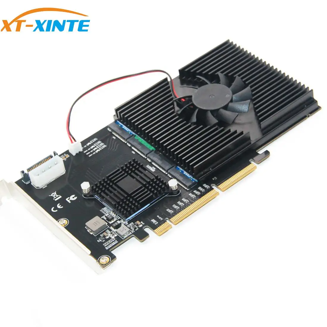 XT-XINTE 215*125mm PCI-E Adapter Card LM313 PCI-E 8X/16X TO 4P M.2 (PCIe protocol)Riser Card for NVME 2242 2260 2280 22110 SSD