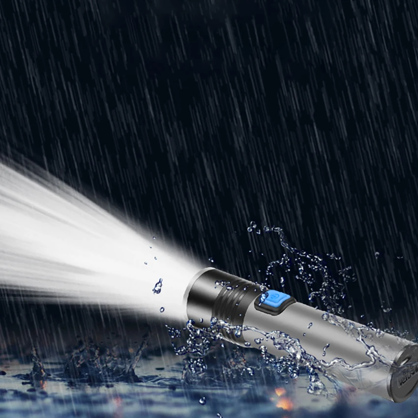 Rechargeable LED Flashlight Q5 Torch Light with 3 Modes, Zoomable and Water Resistant, Handheld Flashlights for Camping