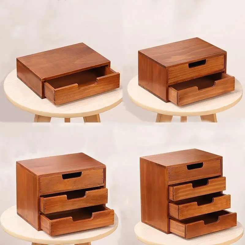 

Simple Multi-layer Vintage wood drawer organizer Bedroom debris desktop organizer storage drawers makeup organizer organization