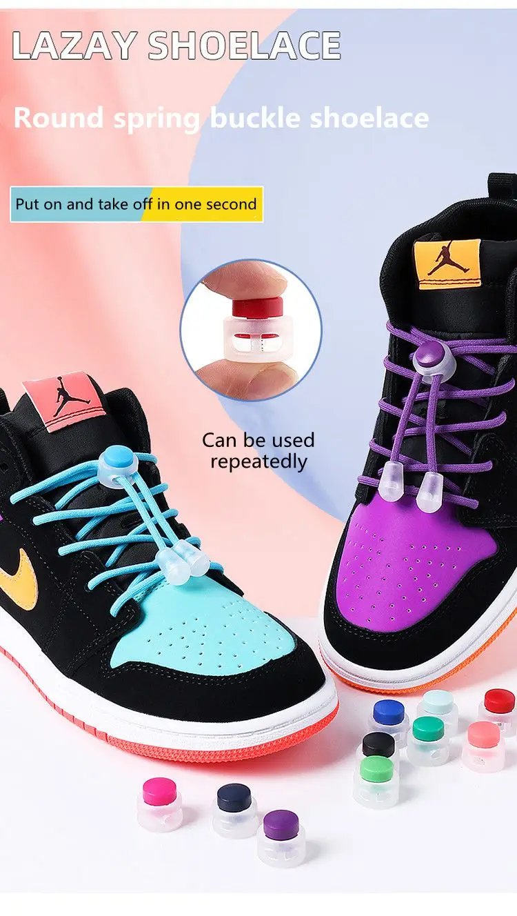 Elastische, runde Schnürsenkel mit Verschluss für Kindersneaker, Schnürsenkel ohne Binden, Schnürsenkel für Kinder und Erwachsene, Schuhbänder. – Detail 1