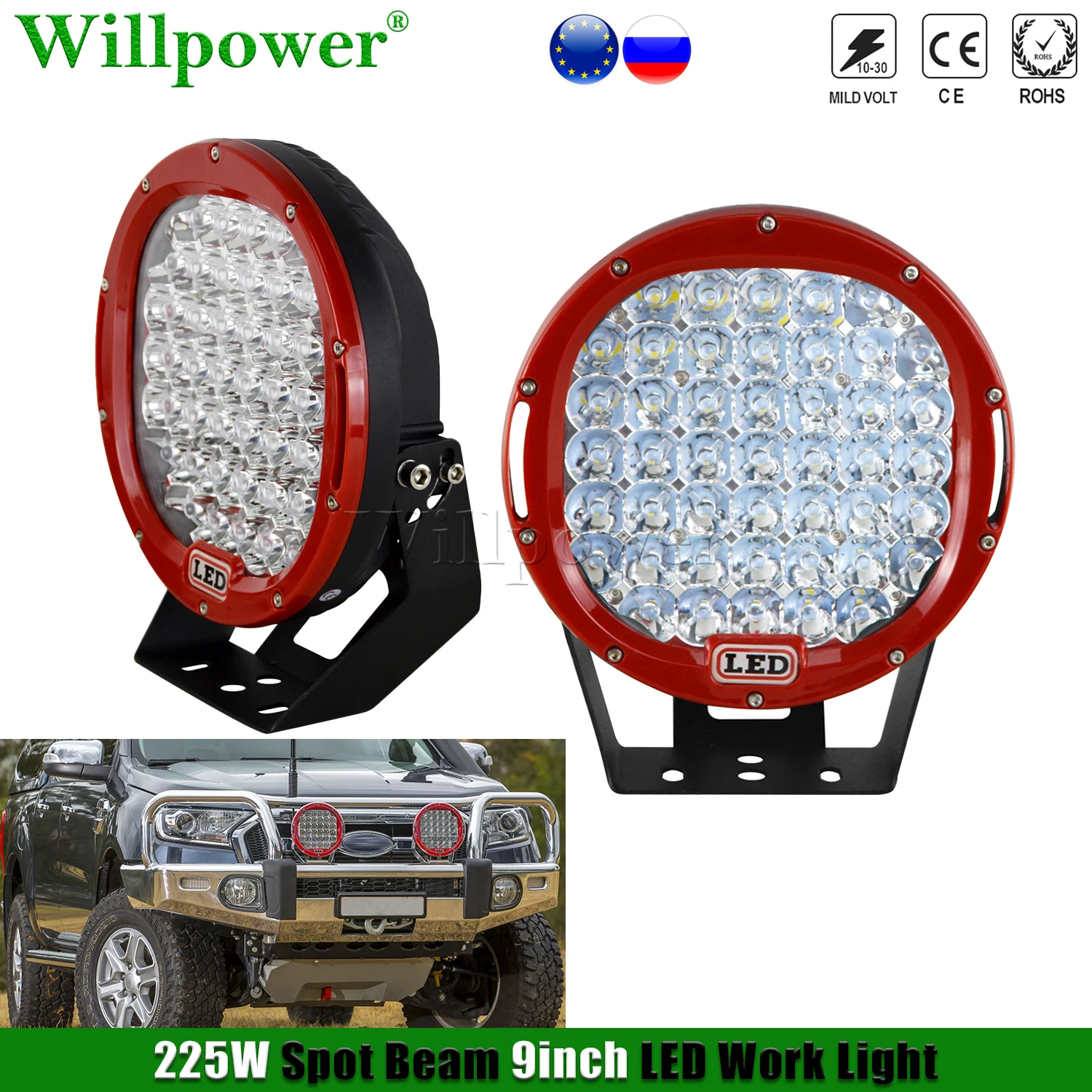 

Светодиодная лампа для внедорожника, круглая фара 9 дюймов для Jeep Wrangler JK 4x4, грузовик, внедорожник, пикап, передний бампер, фара для дальнего света