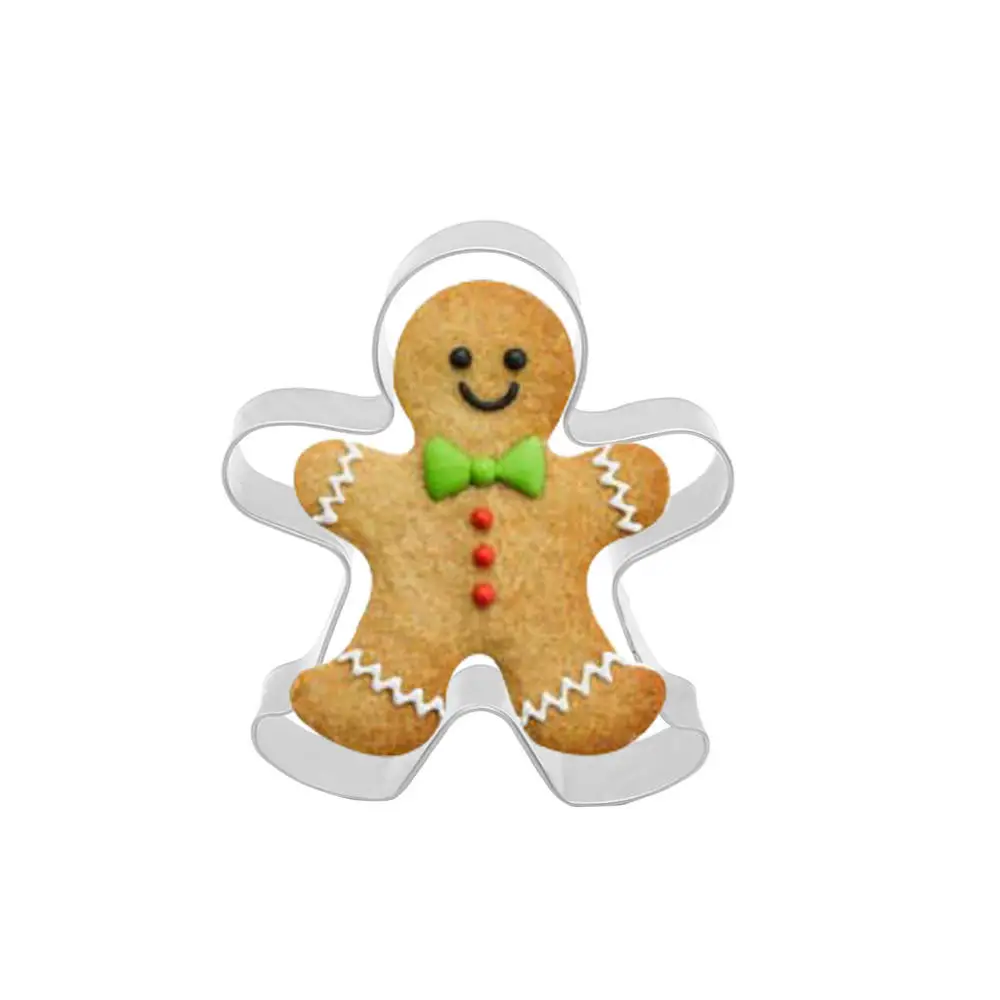 2Pcs Bakeware Christmas Cookie Cutter Tools Aluminium Alloy Gingerbread Men Shaped Biscuit Mold Kitchen Cake Decorating Tools