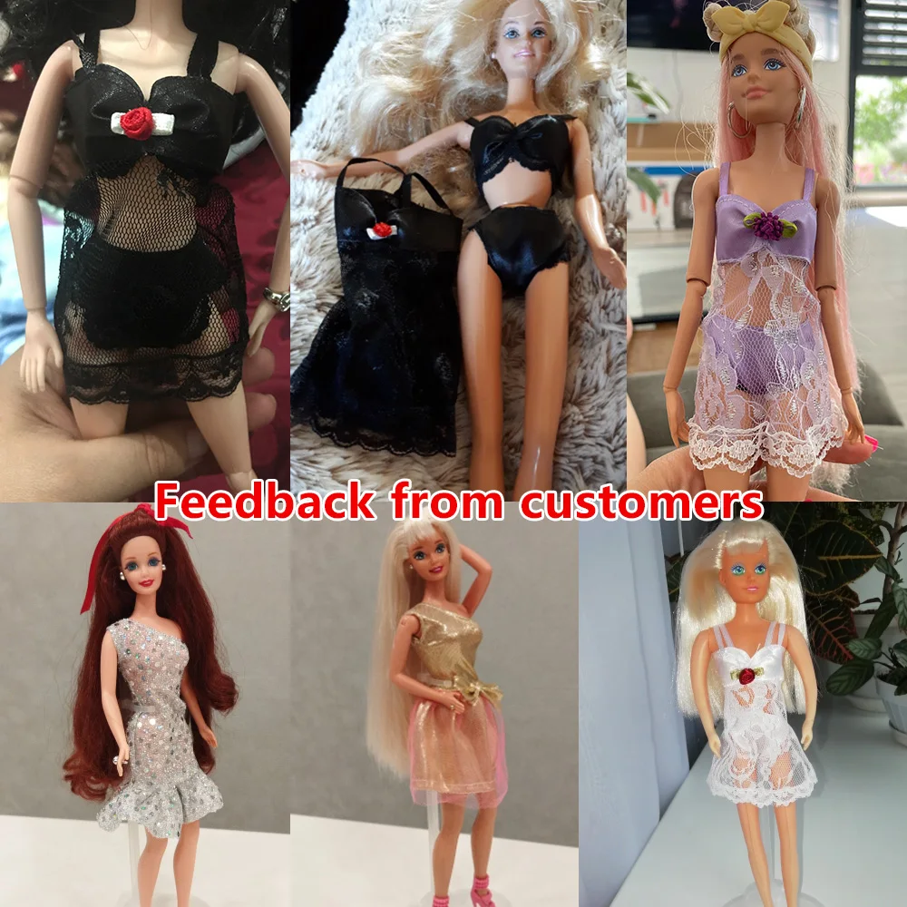 1 Set Sexy Pajamas Colorful 3 In 1 Clothing Underwear Lingerie Bra Dress Lace Homewear Accessories Clothes for Doll - view 6