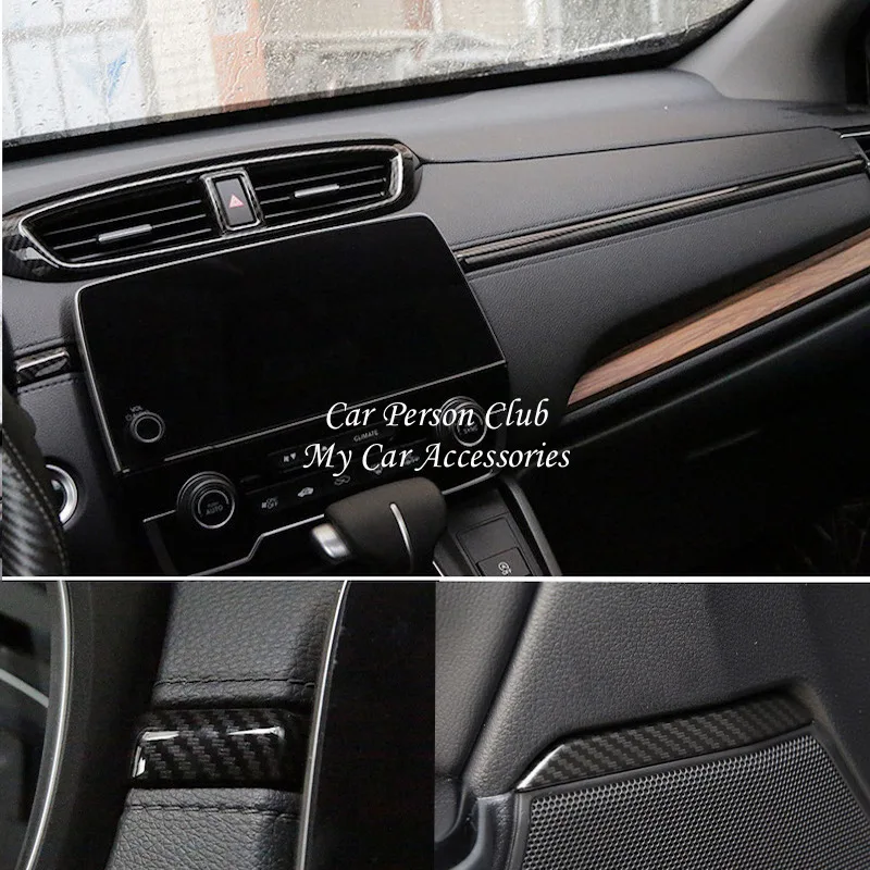 Carbon Fiber Interior Console Frame Strips Cover Inner Door Speaker Stereo Trims For Honda CRV CR-V 2017-2019 Car Decoration