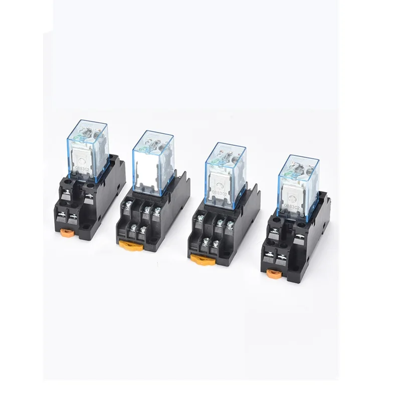 1 set MY4NJ small Electromagnetic relay Power Relay DC12V DC24V  AC110V AC220V Coil 4NO 4NC DIN Rail 14 pins + Base Mini relay