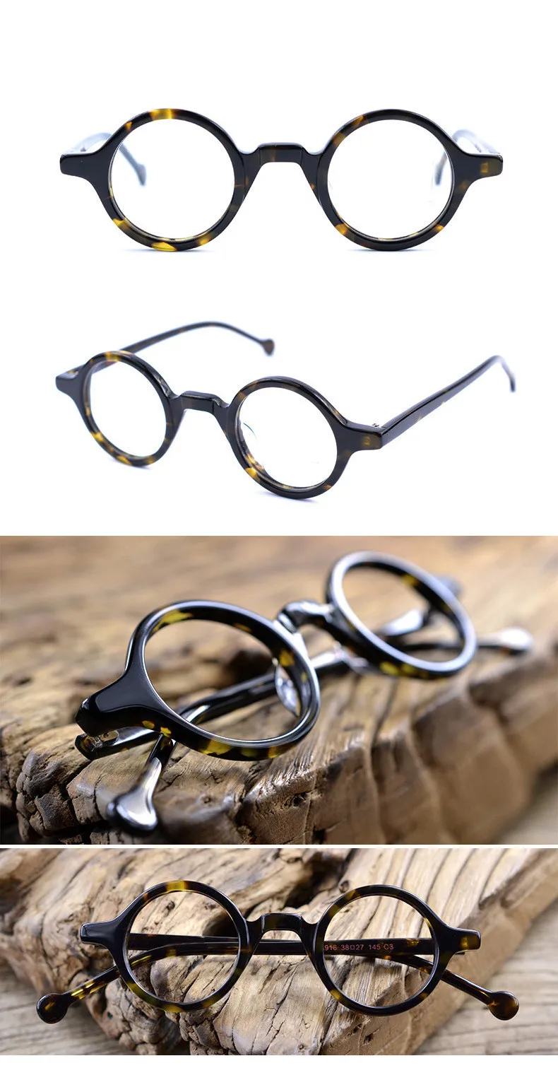 Acetat Vintage Kleine Runde Brille Männer Brillen Rahmen Frauen Optische Verordnung Spektakel Klare Brillen – Detail 26