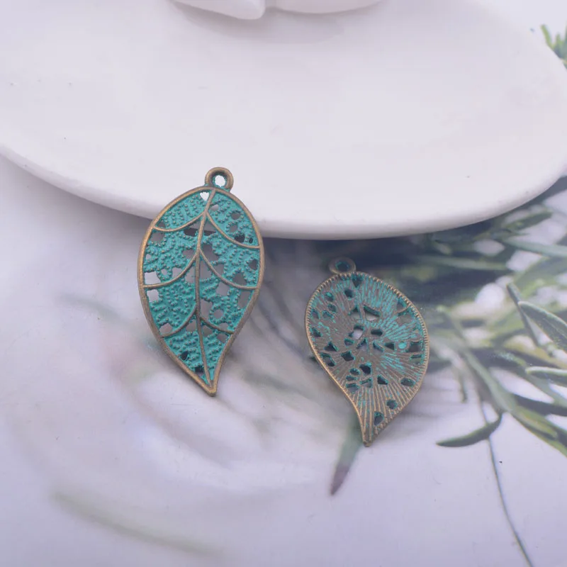 12 Stück/Set 15*30mm Böhmischer Stil Antike Bronze Blatt-Anhänger Legierung Ohranhänger DIY Schmuck Ohrring-Komponenten – Detail 4