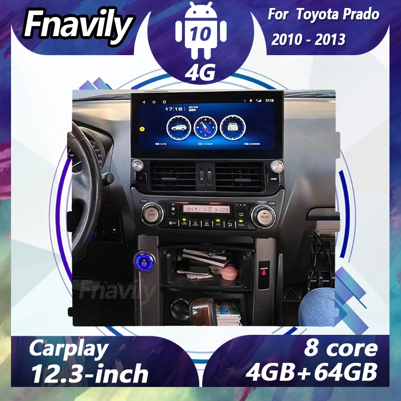 Fnavily 12.3“ Android 10 car audio For Toyota Prado video dvd player radio car stereos navigation GPS DSP BT WIFI 2010-2013