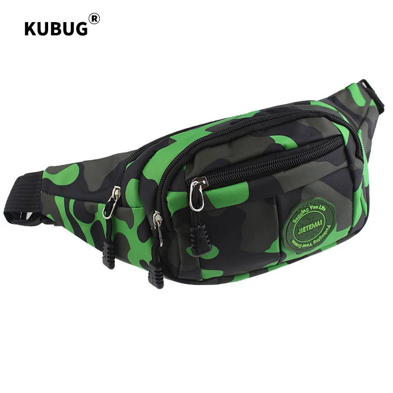 KUBUG Men Outdoor Sports Running Bag Canvas Riding Multi-functional Waterproof Waist Bag Phone Mountaineering Zipper Storage Bag