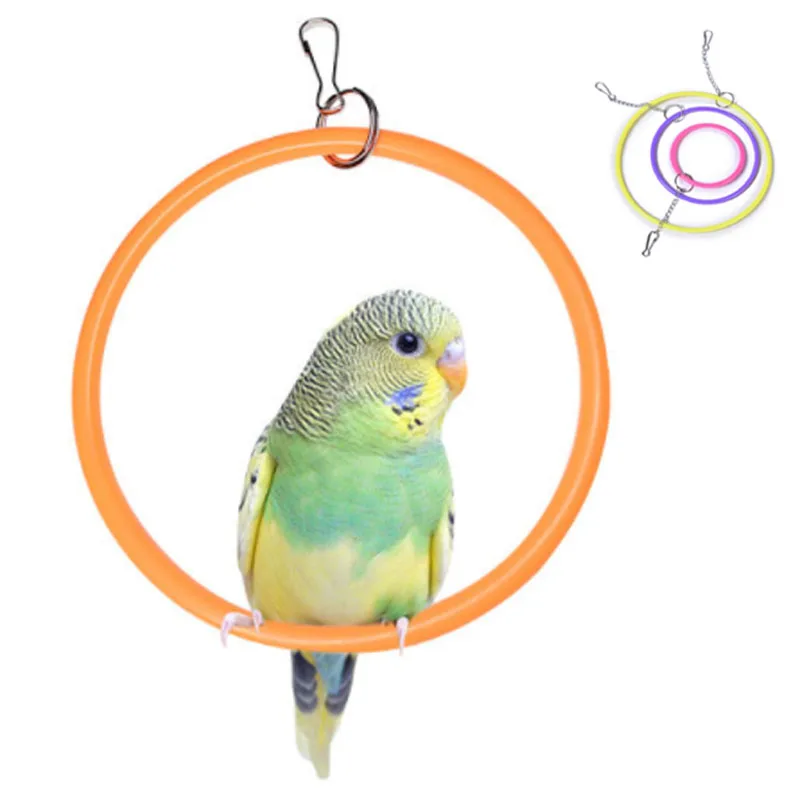 Birds Swing Bar Rings Parrot Swing Rings Standing Bar Hanging Bird Cage Climbing Circle Chew Toys Decoration Small Pet Supplies