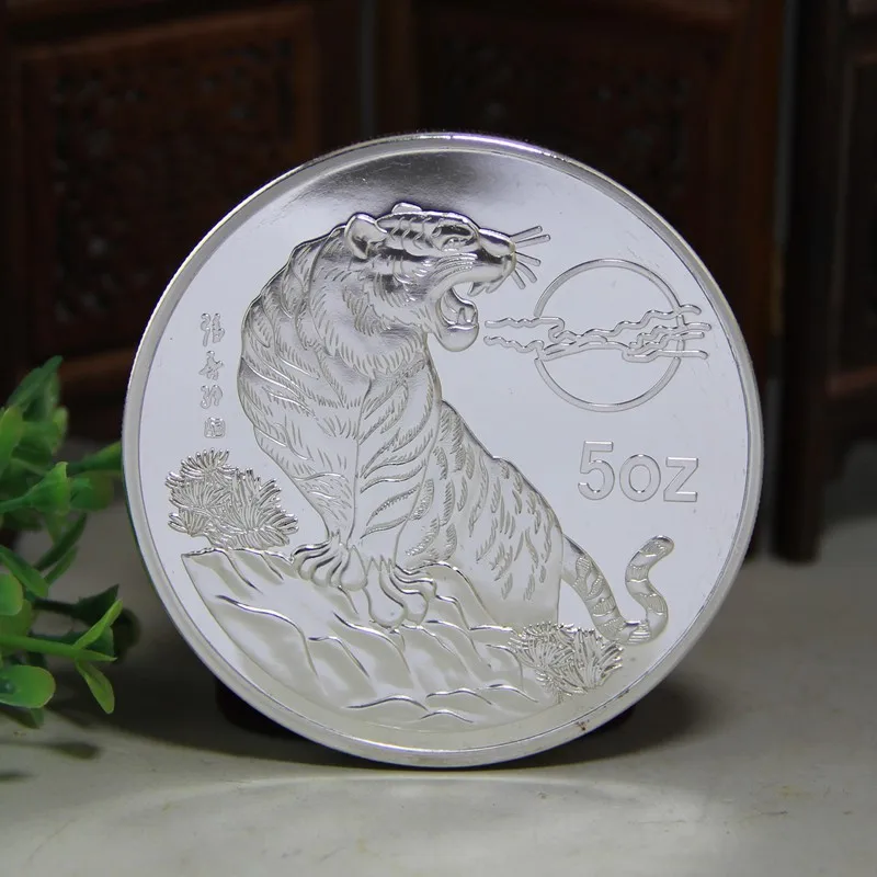 

1998 tiger year silver coin, 5 ounces, twelve zodiac tiger, commemorative coins, collectibles