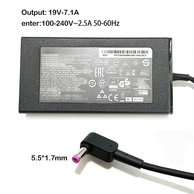 Laptop Adapter 19V 7.1A 135W 5.5*1.7Mm Voor Acer Nitro 5 VN7-591G/592G N16C7 VX5-591G Power Charger