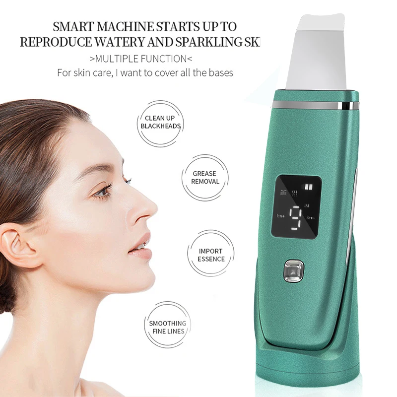 Limpiador ultrasónico para la piel, espátula Facial con vibración, eliminador de espinillas, pala de limpieza, Peeling de cavitación