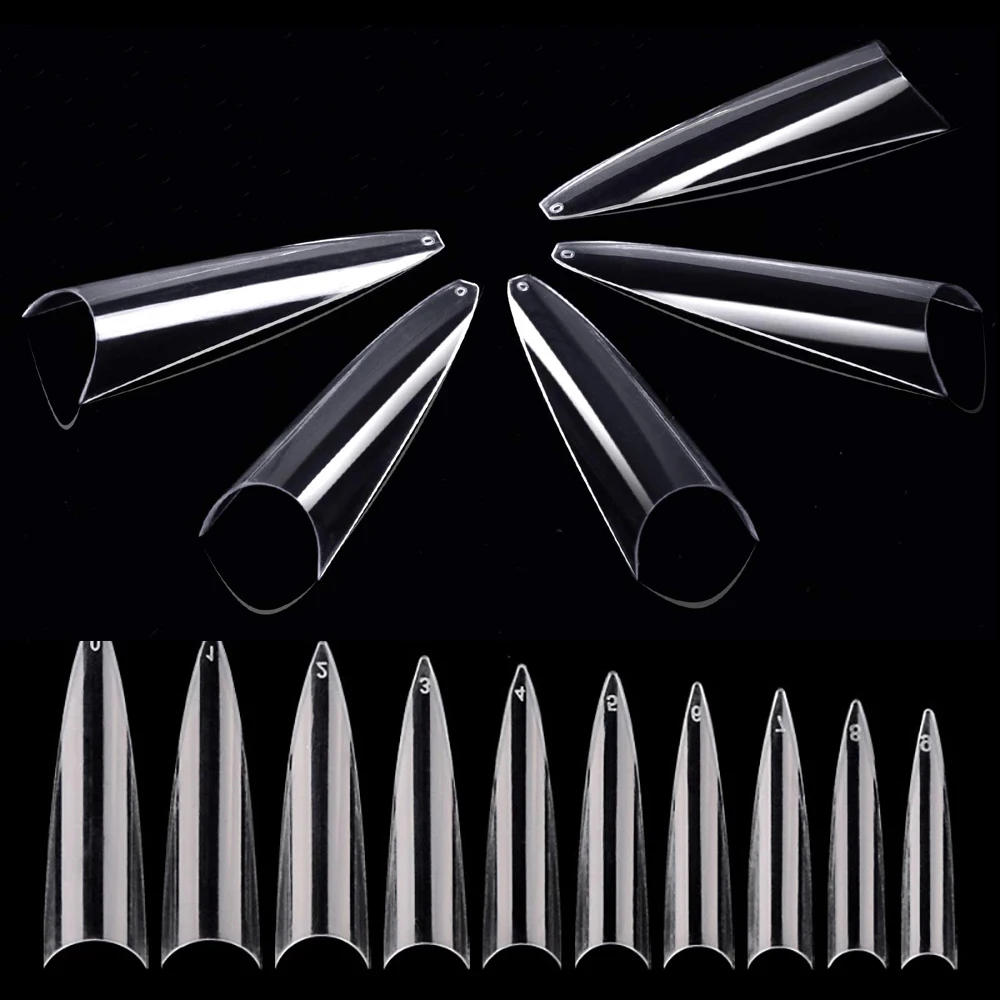 

600pcs/bag Nail Tips Acrylic Half Cover Pointed Artificial Nail press on nails Long Claw False