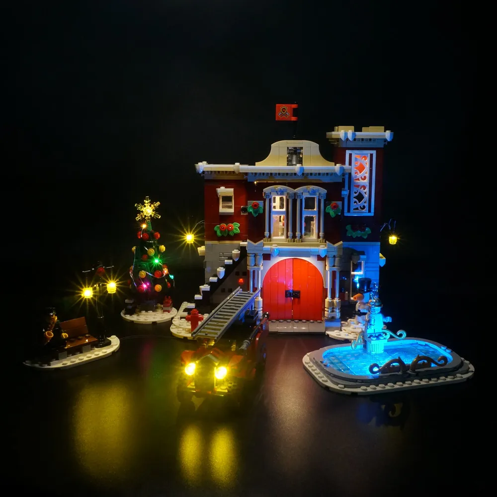 LED Light Set For Christmas Gift 10263 Winter Village Fire Station City Car DIY Toys Gift Blocks Bricks Lighting Kit No Model