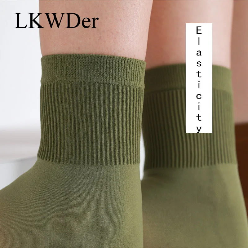 LKWDer 1 Pair New Long Color Socks Candy Color Women Socks Breathable Soft Thin Women Fashion Socks For Women Korea Style Velvet