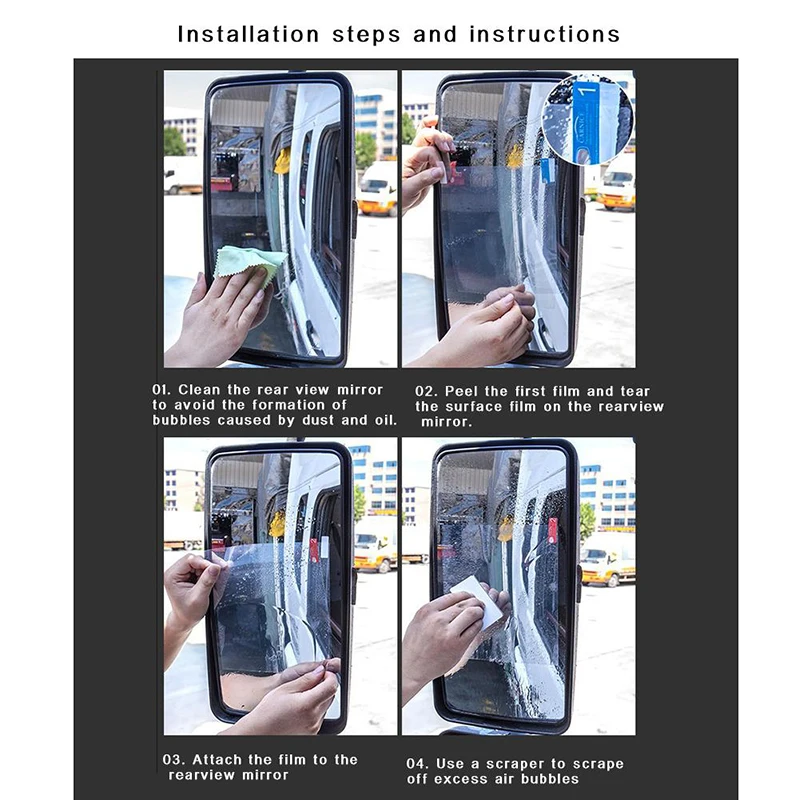 2 peças grande caminhão retrovisor carro espelho de proteção filme claro anti-nevoeiro ônibus impermeável filme universal tela cheia adesivos