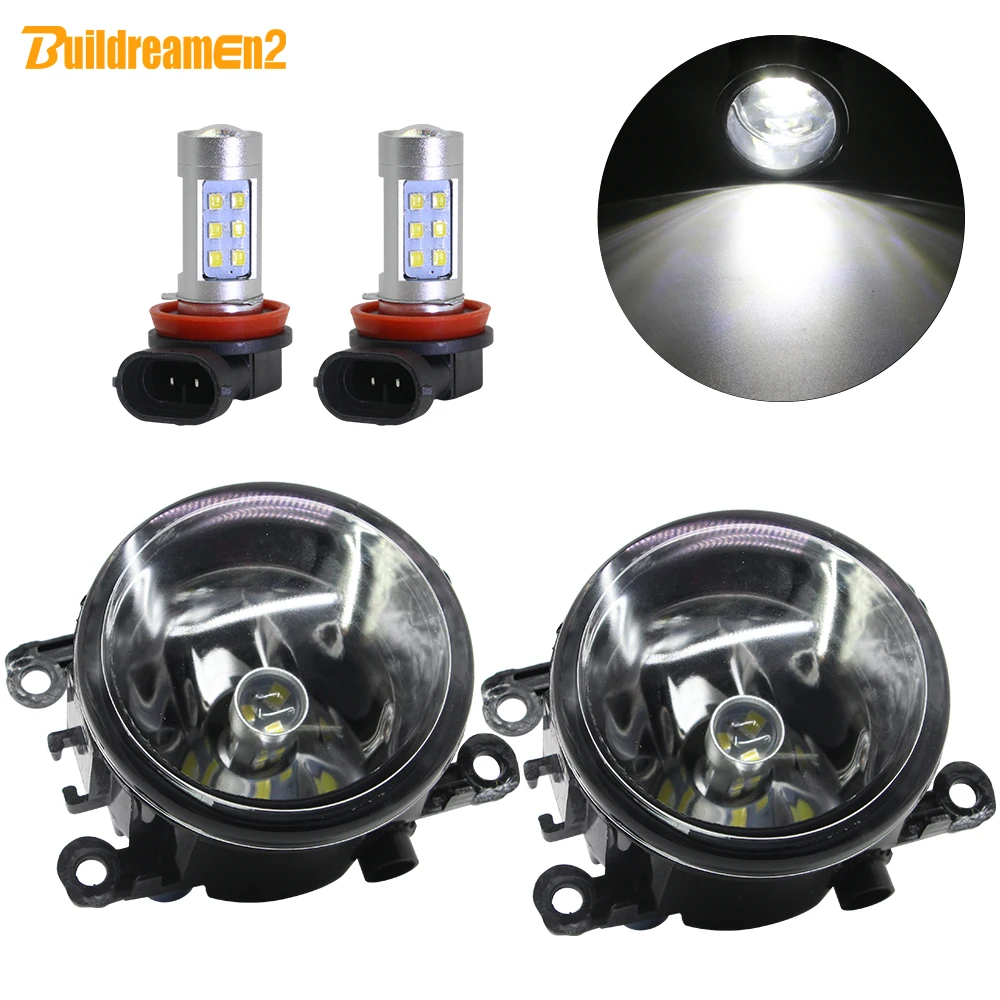 Fog Light Assembly Car Front Bumper LED Fog Lamp DRL White 12V For Renault Clio Duster Megane Scenic Twingo Kadjar Trafic Lodgy