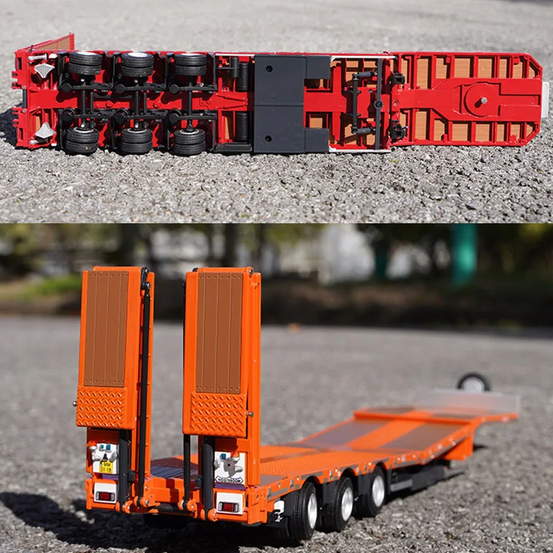 1:32 Scale 8*4 Heavy Duty Flatbed Transport Truck Tractor Accessory for Alloy Vehicle Model Diecast Toy Collection Trailer