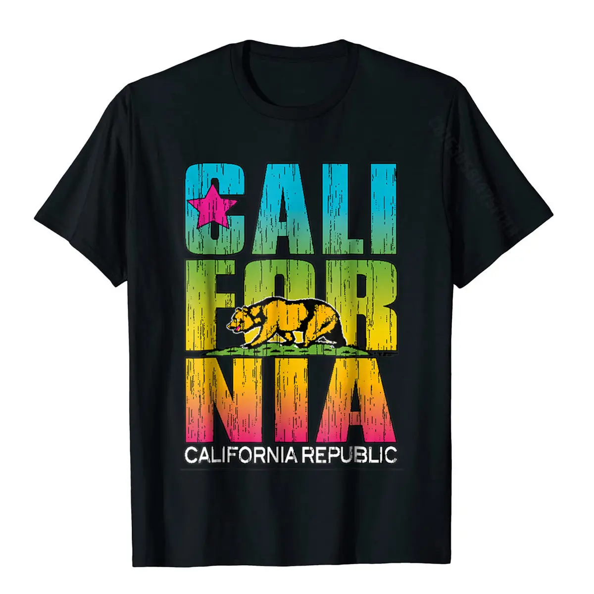 California Republic T-Shirt Cali Life Tee Bear Cali Flag Tshirts Tees High Quality Cotton Cool Normal Male