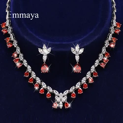 Emmaya New Fashion Delicate Waterdrop-shape Earring And Necklace For Women Three Color Choice Noble Jewelry Set In Bridal Party