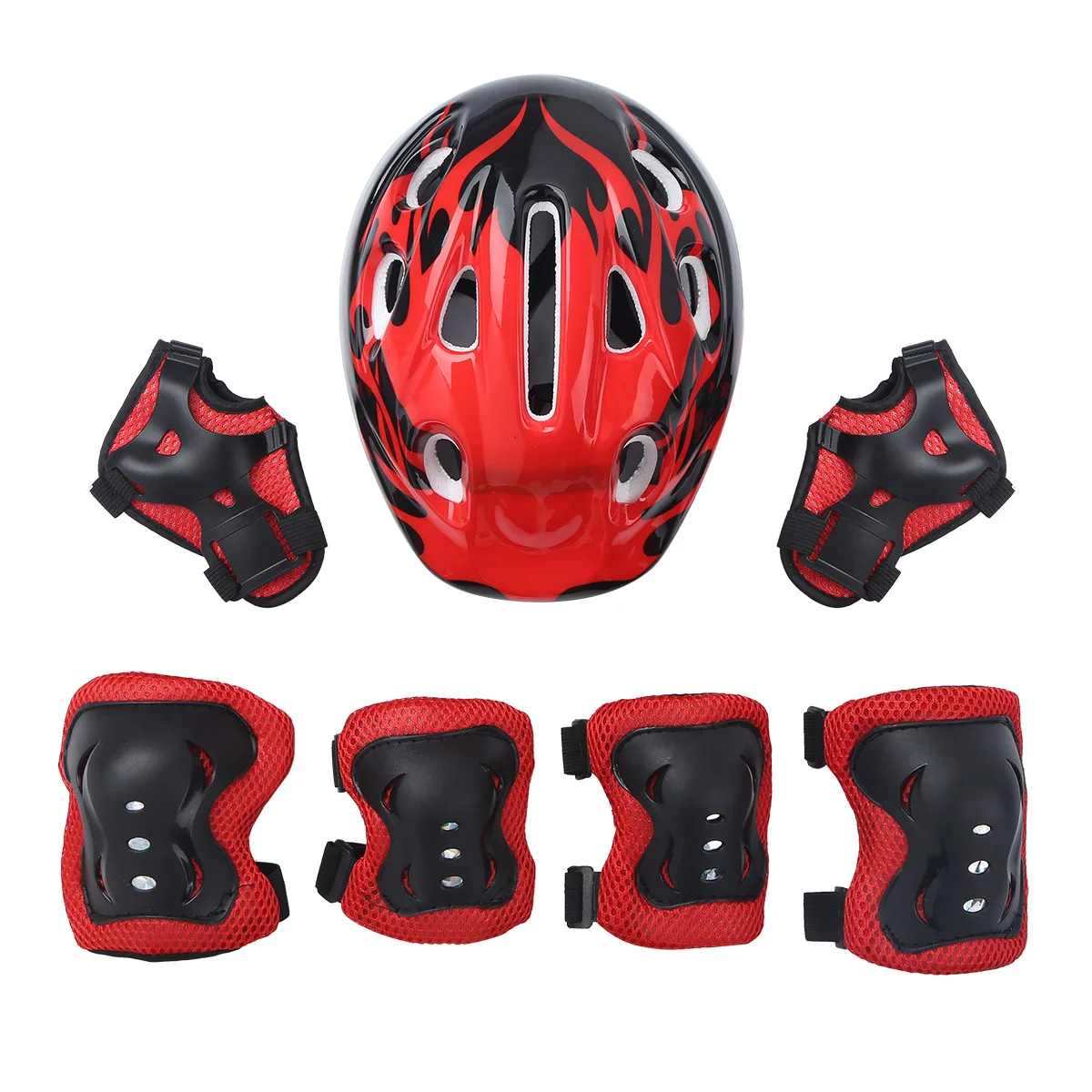 7 Professional Sports Roller Skating Protective Gear Knee Elbow Support Wrist Guard Helmet Set Skateboard Protector for Kids Adu