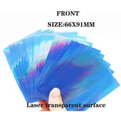 100 PCS Blue Rainbow Laser High End Cover Film Holographic Idol Photo 66x91 Card Sleeves For Card Protector