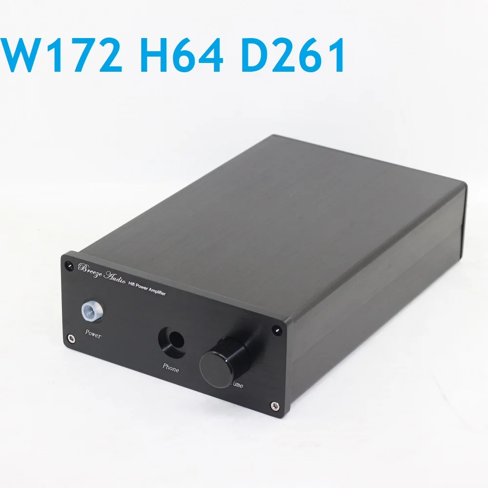 

W172 H64 D261 Anodized Aluminum Headphone Shell Power Ampllifier Enclosure Amp Case DIY Preamp Earphon Housing PSU Box Rear DAC