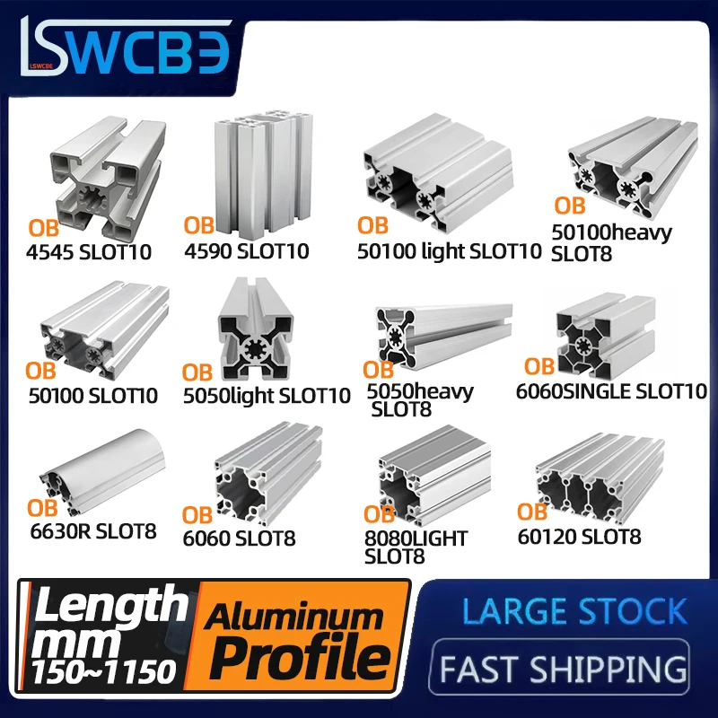 European standard aluminum alloy industrial aluminum profile 4545 50100 8080 6630 small automatic rail equipment profile flow