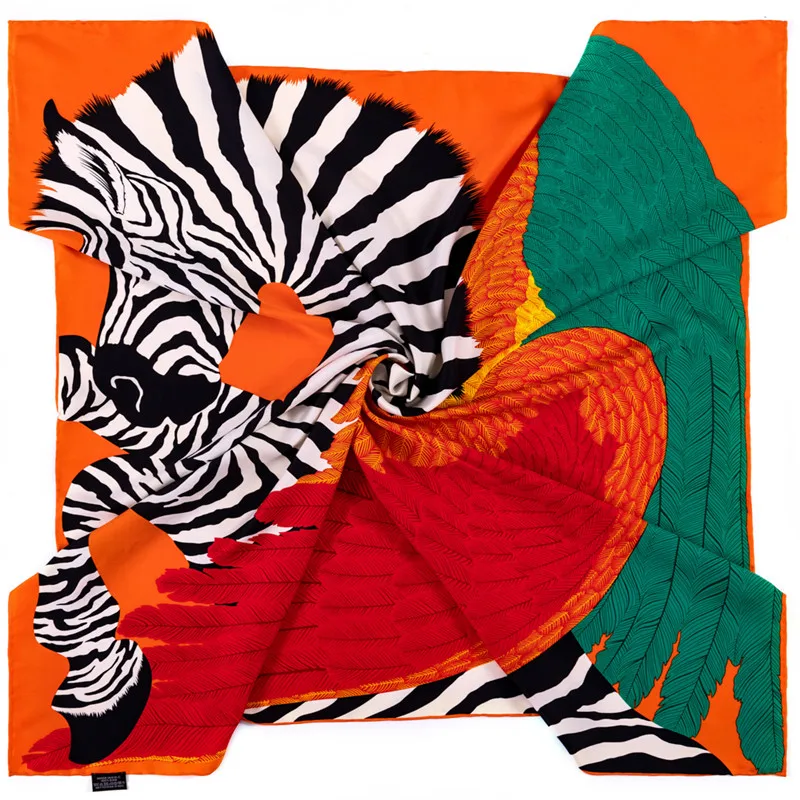 POBINGTwill Seidenschal Frauen Fly Horse Print Quadratische Schals Manuelle Handgerollte Echarpes Foulards Femme Wrap Bandana Hijab 90CM – Detail 3