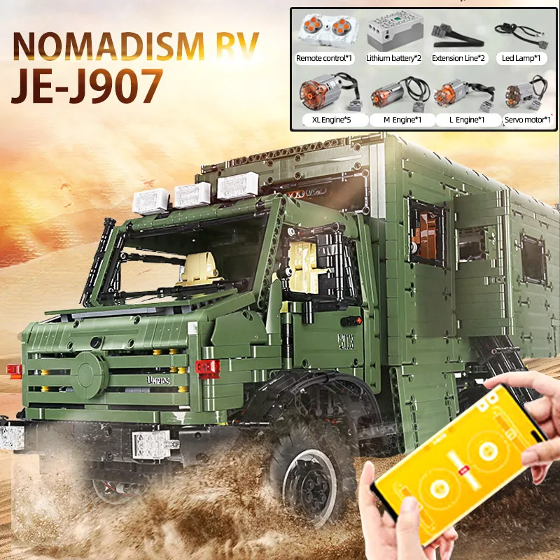 

В наличии LEIER J907 T4009 технология дистанционного управления Unimog номадизм RV внедорожник игрушечный автомобиль строительные блоки кирпичи подарки для мальчиков