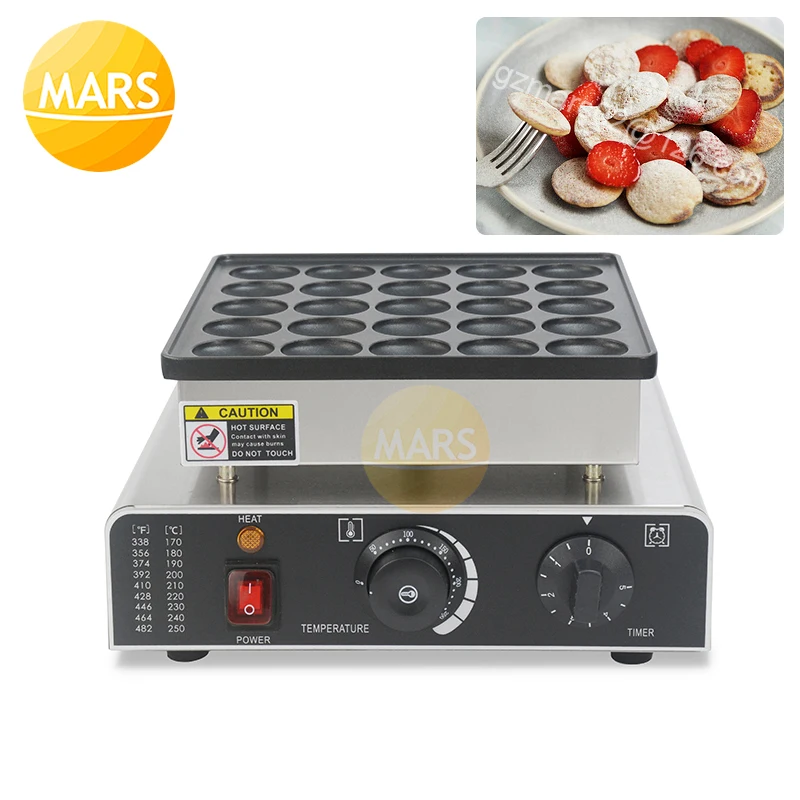 Poffertjes antiadherente eléctrico comercial, 110V, 220V, Mini máquina holandesa para tortitas, máquina Dorayaki de 25 agujeros, horno para tortas de huevo