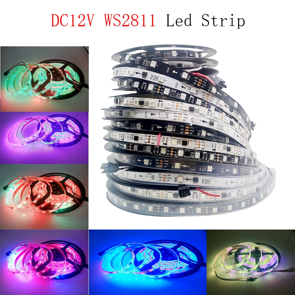 fita de led ws2811 5050 rgb fita digital flexivel com pixel cores completas ic controle dc12v 01