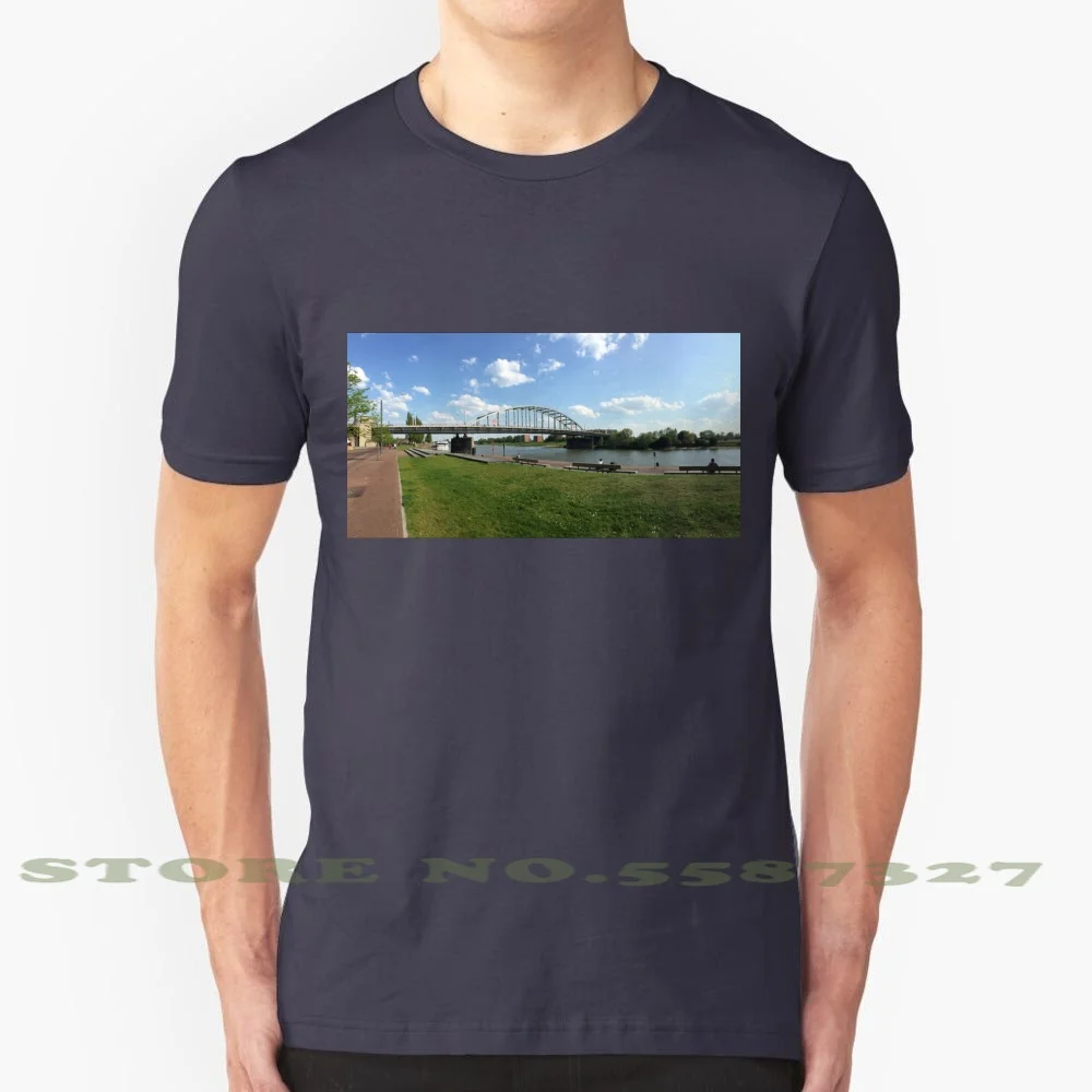 Arnhem Bridge 100% Cotton T-Shirt River Sunshine Rhine Netherlands Holland Arnhem Bridge John Frost Bridge