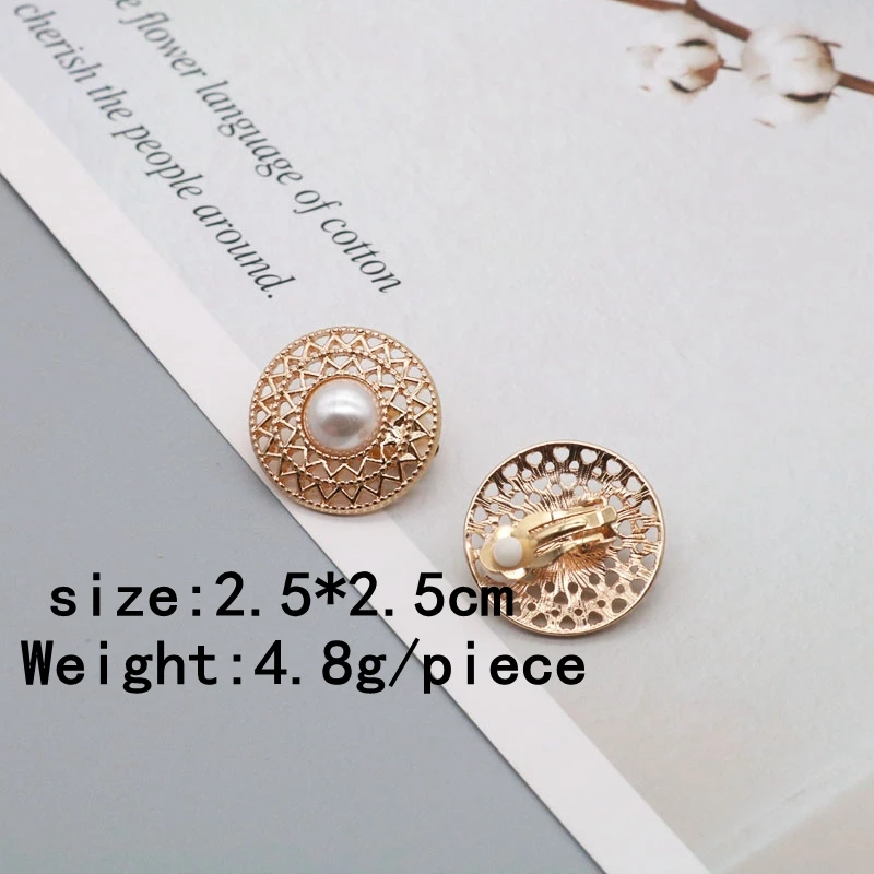 Clip-Earrings For No Ear Holes Geometric Enamel Metal Flower Vintage For Women Party Accessories