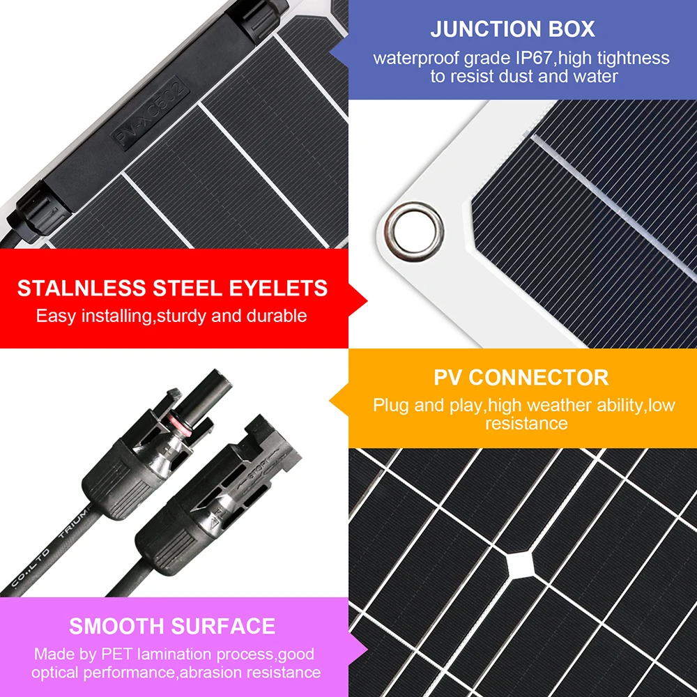 solar panel kit 100w 100 watt 200 w 300w 400w complete Photovoltaic panels cell for 12V 24v battery home car Boat yacht