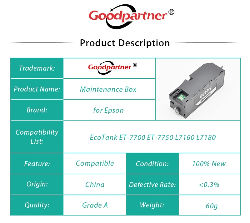 5X C13T04D000 T04D0 Waste Ink Tank Maintenance Box for EPSON EcoTank ET-7700 ET-7750 L7160 L7180 L7188 L7880