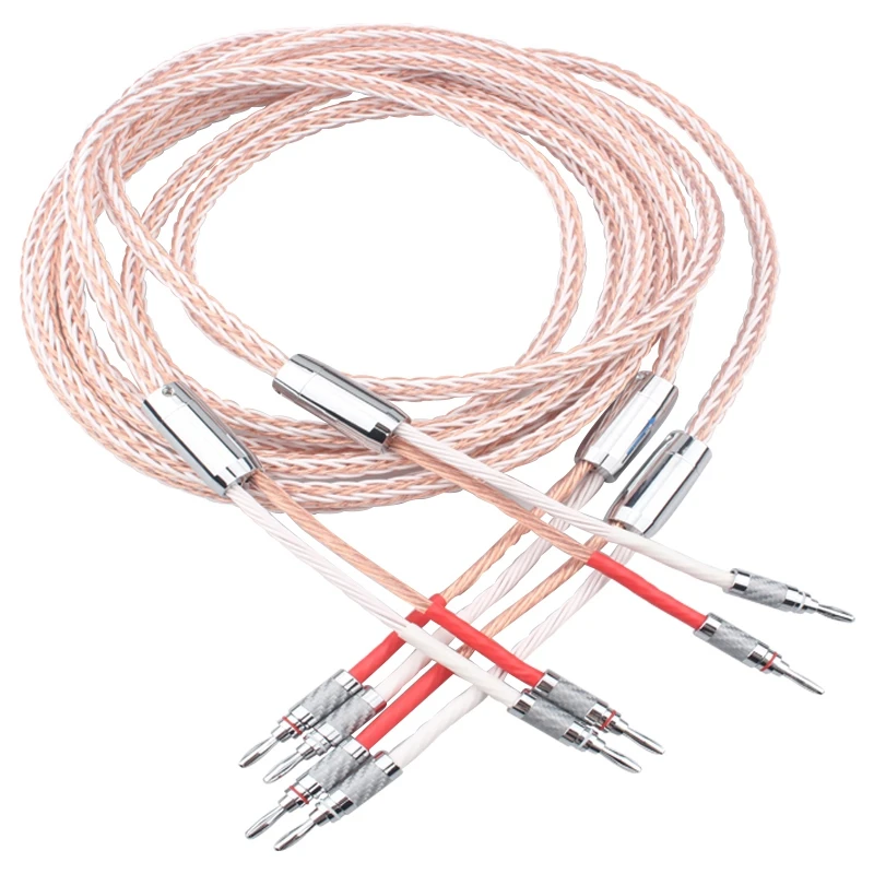 

HiFi Audio 8TC OCC Copper Audio Speaker Cable HiFi Amplifier Speaker Cable With Y-Y Banana Head