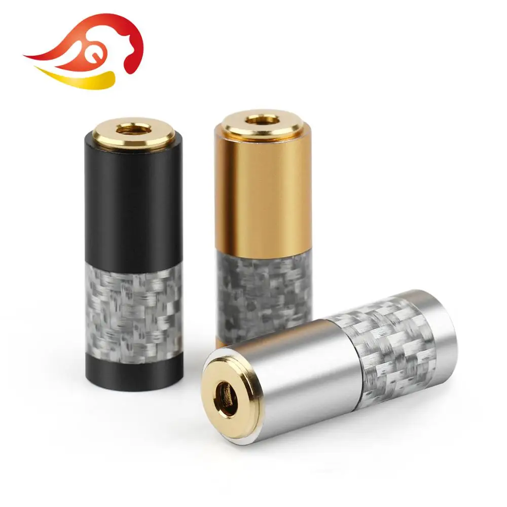 QYFANG 3.5mm Gold Plated Earphone Female Audio Jack 3 Contact Metal Adapter Carbon Fiber Shell Wire Connector For HiFi Headphone
