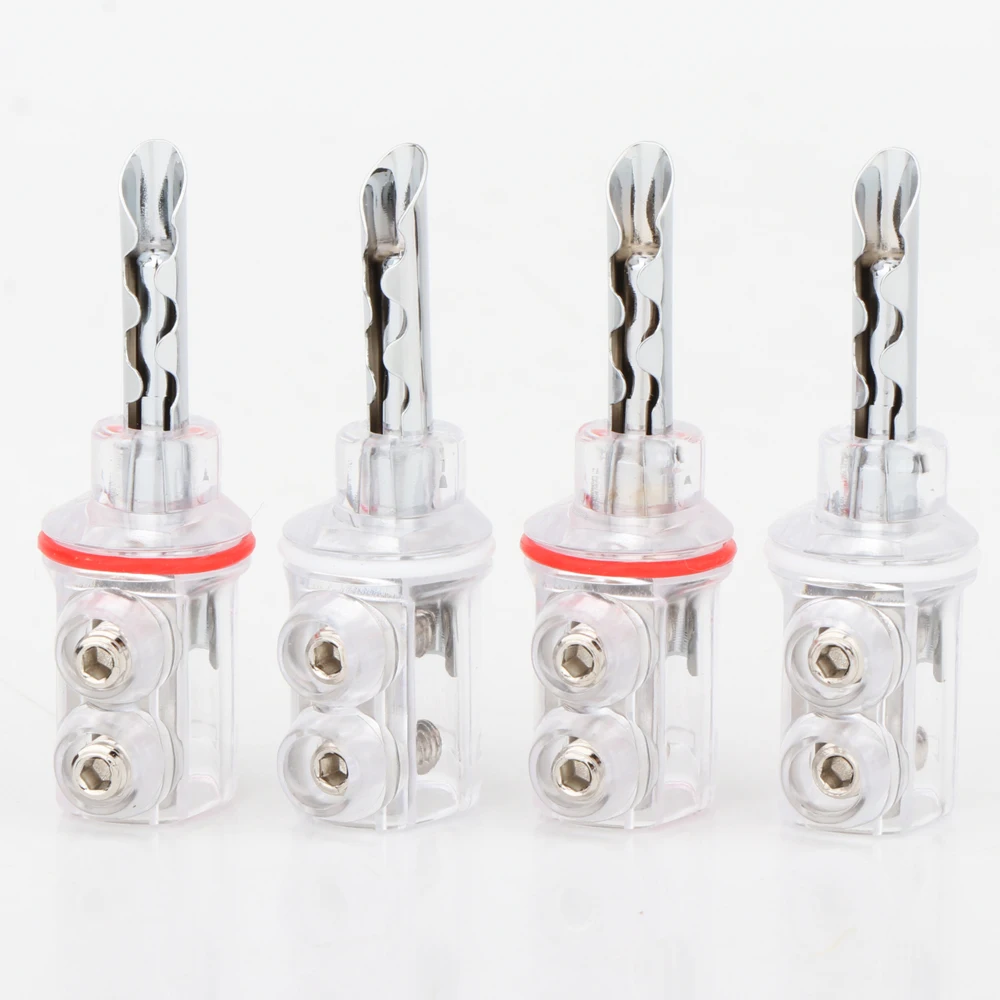 4 Stück Hochwertige 4mm Rhodium-Beschichtete BFA-Bananenstecker mit Transparenter Abdeckung für Lautsprecherkabel – Detail 2