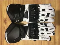 Alpine-guantes largos de cuero para motocicleta, manoplas profesionales de carreras, color blanco y negro