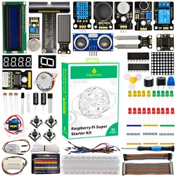 Keyestudio Raspberry Pi 4B Basic/Super Starter Kit DIY Electronic Kit For Raspberry Pi Kit 28/32 Projects (NO RPI 4B Board)