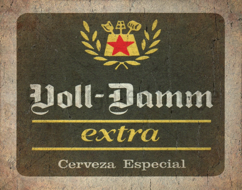 VOLL DAMM LAGER, cartel de lata de METAL, cerveza, placa de pared