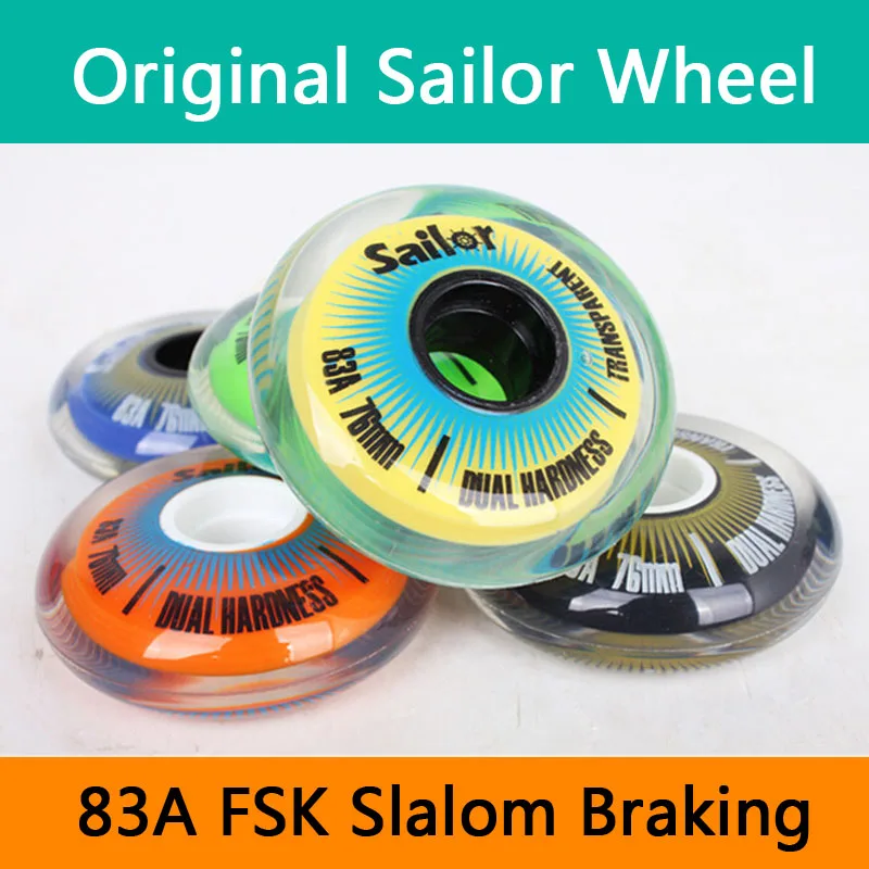 

[72mm 76mm 80mm] original Sailor inline skates transparent wheel 83A FSK slalom braking punny roller skates wheels for SEBA RB