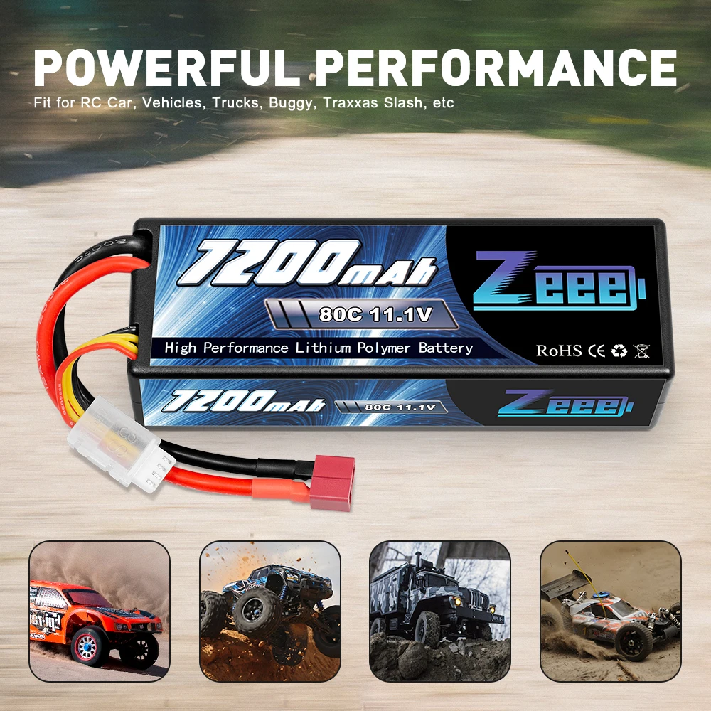 بطارية Zeee-Lipo ذات هيكل متين ، 11.1 فولت ، 7200 مللي أمبير في الساعة ، 80C ، 3S ، سيارة RC ، شاحنة ، قارب ، تروجي ، FPV ، طائرة ، عربات التي تجرها الدواب