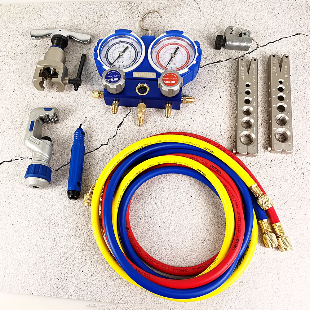 Imagem -02 - Medidor de Flúor Flare Expansor de Tubulação Conjunto Combinação Cortador R410 Refrigerante Mesa Expansor Vtb5b R410