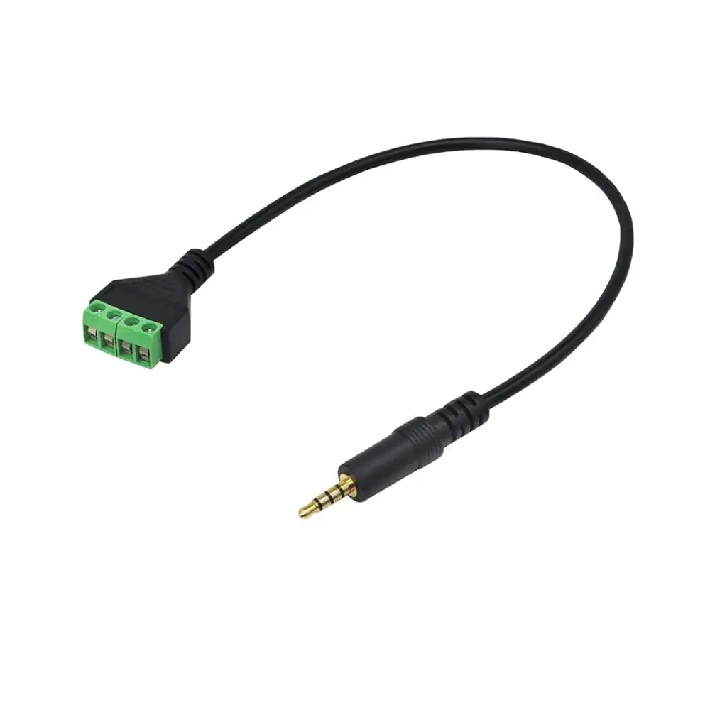 1pc 3.5mm Stereo TRRS 4 Pole Male To AV Screw Video Balun Terminal Adapter Connector Cable 1ft/35cm