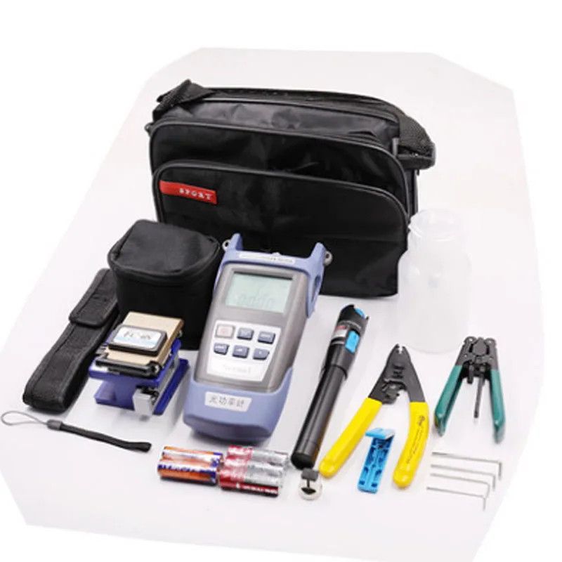 

18 in 1 FTTH fiber optic tool kit with SKL-6C Optical Fiber Cleaver and optical power meter 10mW Visual Fault Locator